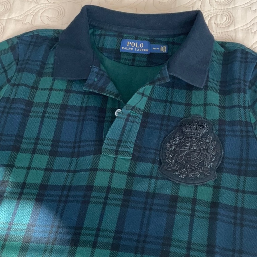 Women's Polo by Ralph Lauren Blackwatch / Black Beaded-Crest Pique Polo / Size M